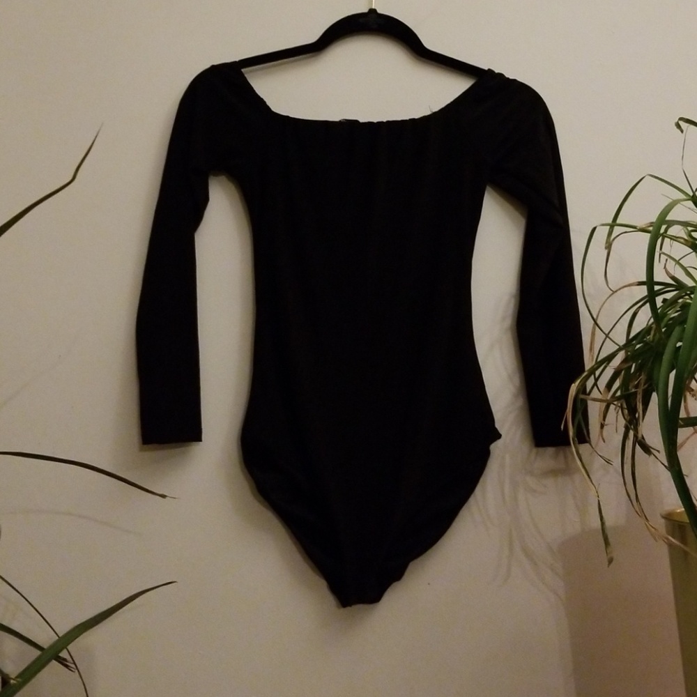 Black off shoulder bodysuit